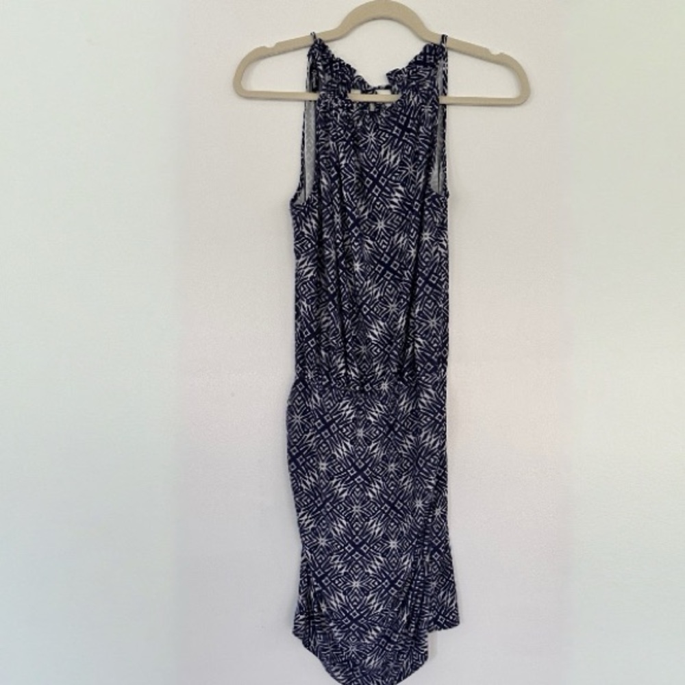 Blue Sleeveless Halter Sheath Dress